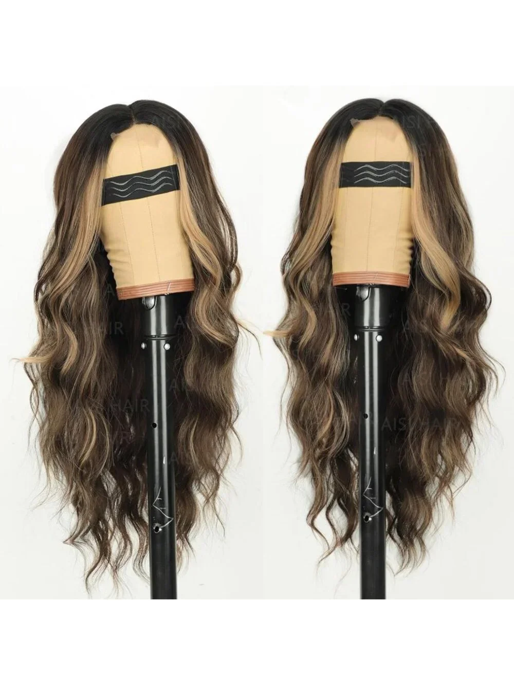 Women's Mixed Blonde Lace Hairline 26 Inch Synthetic Heat Resistant Wavy Wigs